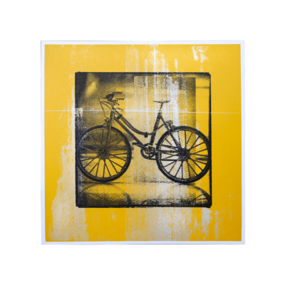Fahrrad, goldgelb / schwarz mit Silberstruktur